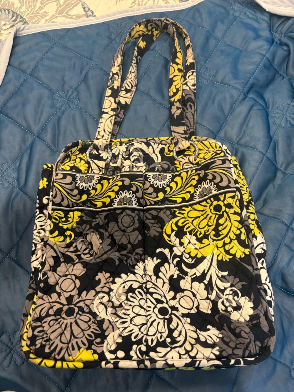 Vera Bradley Floral Tote Bag in Yellow, Black and Gray - Women